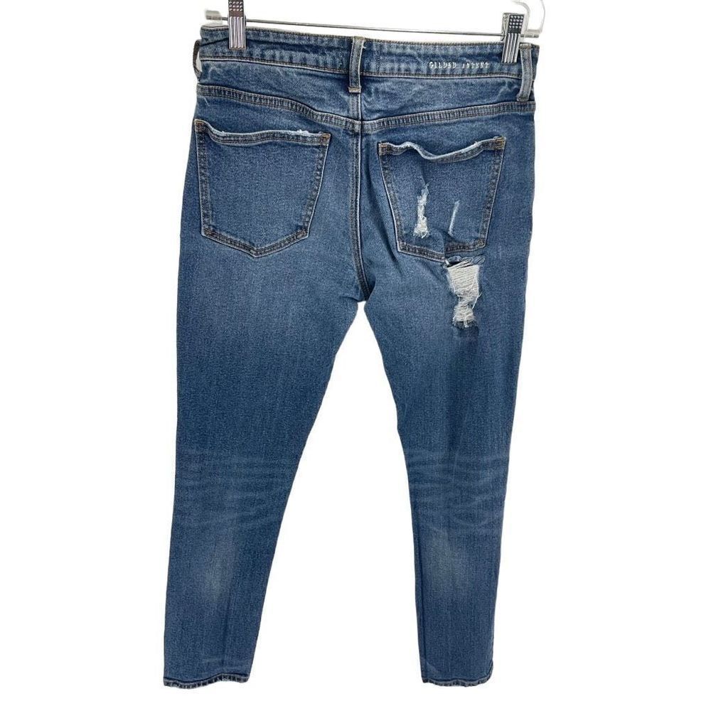 Gilded Intent Womens High Rise Skinny Jeans Distressed Stretch Blue Size 27x30 - Picture 2 of 13